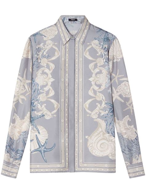 Versace Camisa De Seda Con Estampado Barocco